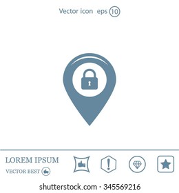 privacy lock icon, icon map pin.
