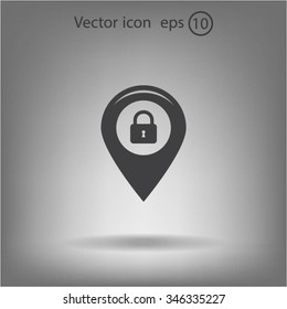 privacy lock icon, icon map pin.