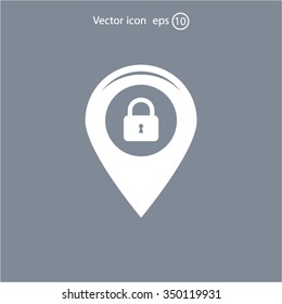 privacy lock icon, icon map pin.