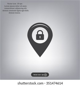 privacy lock icon, icon map pin.