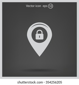 privacy lock icon, icon map pin.