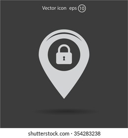 privacy lock icon, icon map pin.