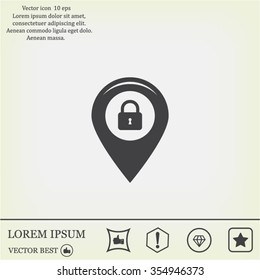 privacy lock icon, icon map pin.