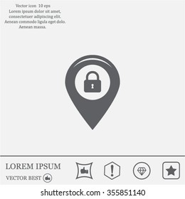 privacy lock icon, icon map pin.