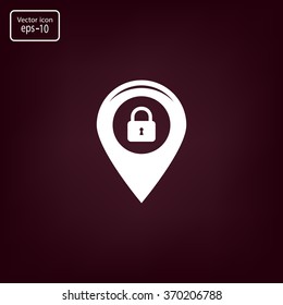 privacy lock icon, icon map pin.