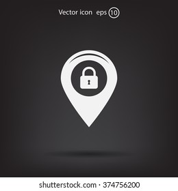 privacy lock icon, icon map pin.