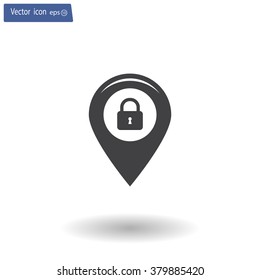 privacy lock icon, icon map pin.