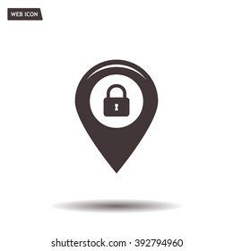 privacy lock icon, icon map pin.