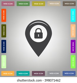 privacy lock icon, icon map pin.