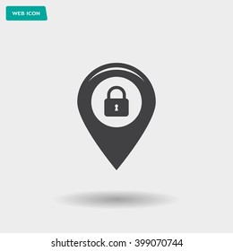 privacy lock icon, icon map pin.