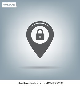 privacy lock icon, icon map pin.