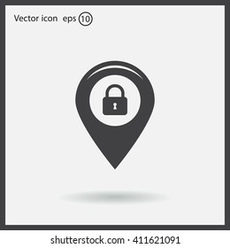 privacy lock icon, icon map pin.