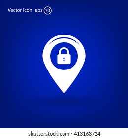 privacy lock icon, icon map pin.