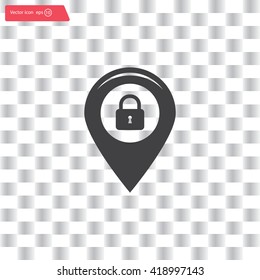 privacy lock icon, icon map pin.