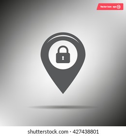 privacy lock icon, icon map pin.