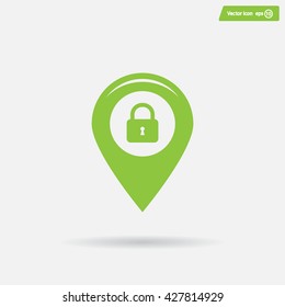 privacy lock icon, icon map pin.