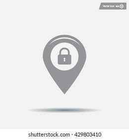 privacy lock icon, icon map pin.