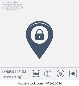 privacy lock icon, icon map pin.