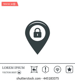 privacy lock icon, icon map pin.