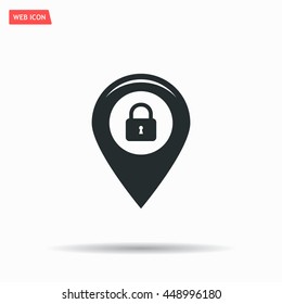 privacy lock icon, icon map pin.
