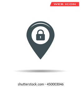 privacy lock icon, icon map pin.