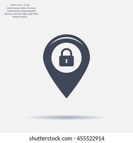 privacy lock icon, icon map pin.