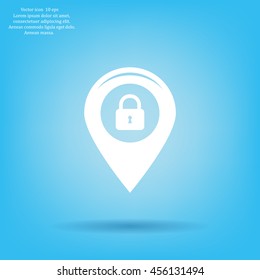 privacy lock icon, icon map pin.