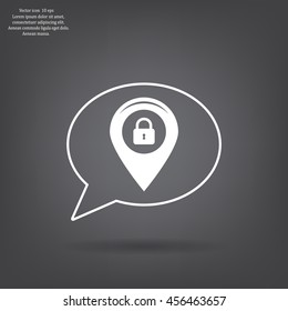 privacy lock icon, icon map pin.