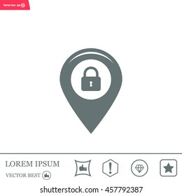 privacy lock icon, icon map pin.