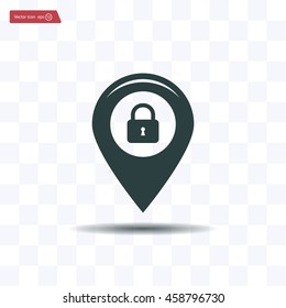 privacy lock icon, icon map pin.