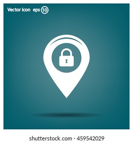 privacy lock icon, icon map pin.