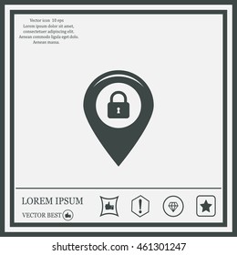 privacy lock icon, icon map pin.