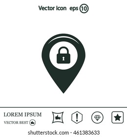 privacy lock icon, icon map pin.