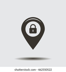 privacy lock icon, icon map pin.