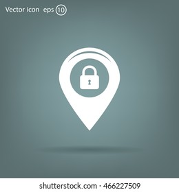 privacy lock icon, icon map pin.