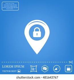 privacy lock icon, icon map pin.