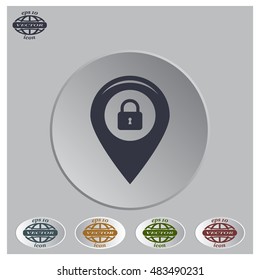 privacy lock icon, icon map pin.