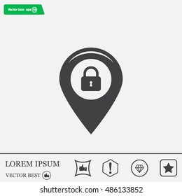privacy lock icon, icon map pin.