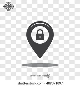 privacy lock icon, icon map pin.