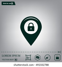 privacy lock icon, icon map pin.