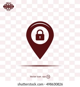 privacy lock icon, icon map pin.