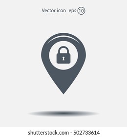 privacy lock icon, icon map pin.