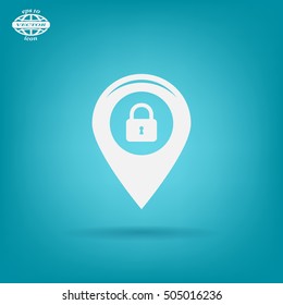 privacy lock icon, icon map pin.