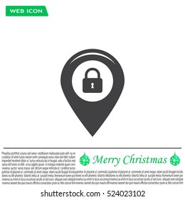 privacy lock icon, icon map pin.