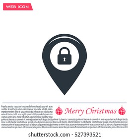 privacy lock icon, icon map pin.