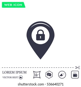 privacy lock icon, icon map pin.