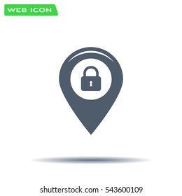 privacy lock icon, icon map pin.