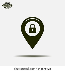 privacy lock icon, icon map pin.