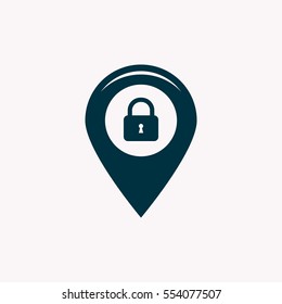 privacy lock icon, icon map pin.