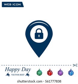 privacy lock icon, icon map pin.